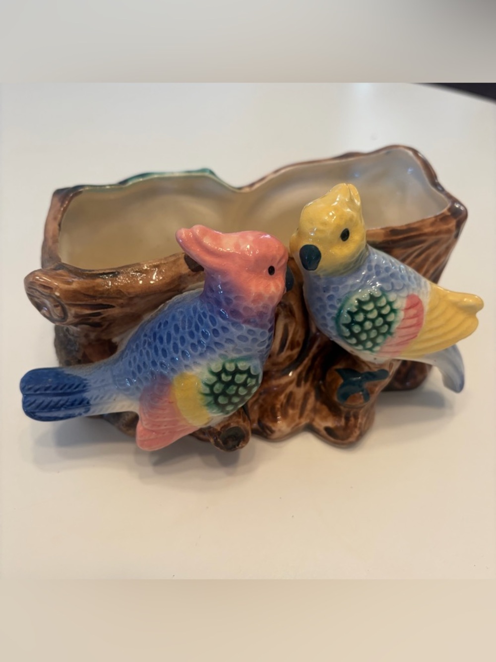 1960s Vintage Ceramic Parrot Cachepot
